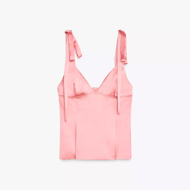 Pink Satin Top with Bows