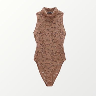 Body in pizzo marrone Zara