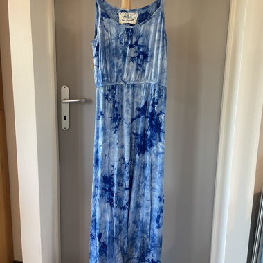 Abito lungo tie-dye blu