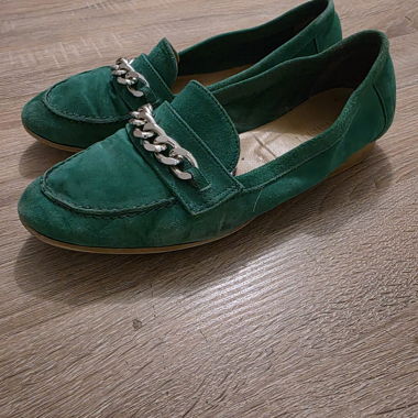MOCASSINS MINELLI Daim Vert Émeraude Chaîne - T.38