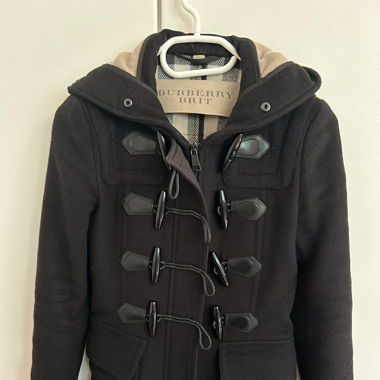 Burberry duffle coat noir avec capuche 