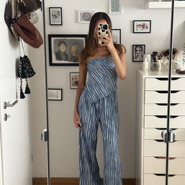 Blue striped two-piece set