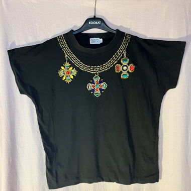 Shirt Perlen bestickt vintage 