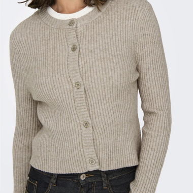 Cardigan côtelé gris clair