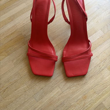 Red strappy heels 