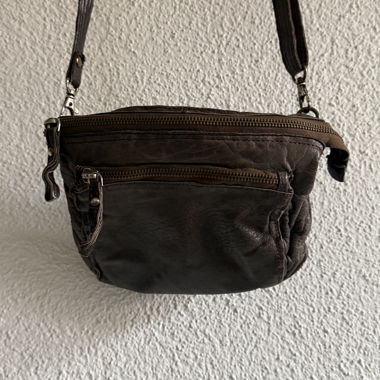 Sac bandoulière en cuir marron