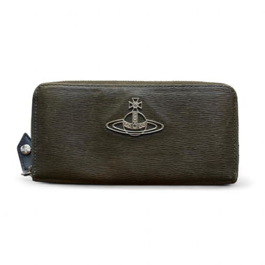 Vivienne Westwood Dark Green Khaki Long Zip Wallet