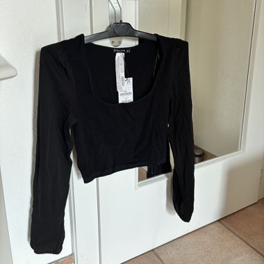 Crop top noir manches longues Urban Classics