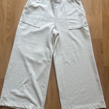 Pantalon court à jambe large blanc