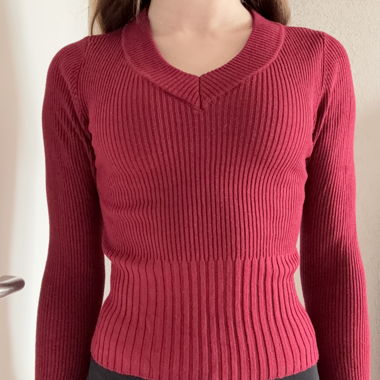 Maglione a Coste Bordeaux