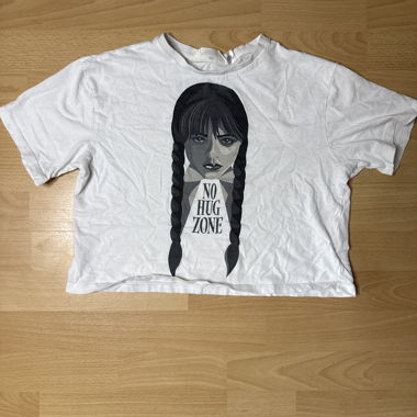 T-shirt cropped bianco "No Hug Zone" 12 anni