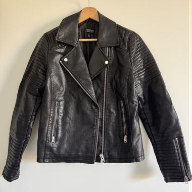 Giacca in pelle Topshop nera Tag. 38