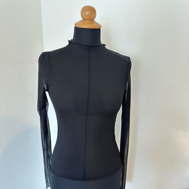 Sheer Black Long Sleeve Top - Size S