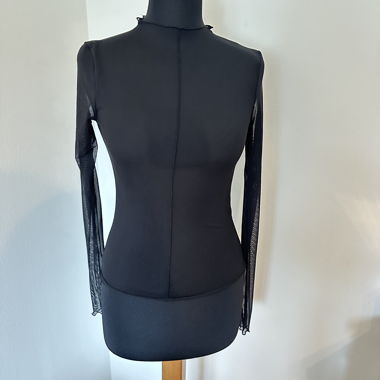 Sheer Black Long Sleeve Top - Size S