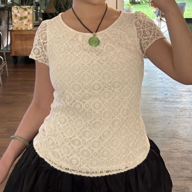 vintage japonais : haut blanc à manches courtes