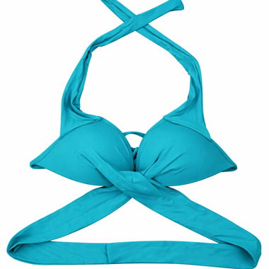 Haut de bikini croisé enveloppant turquoise