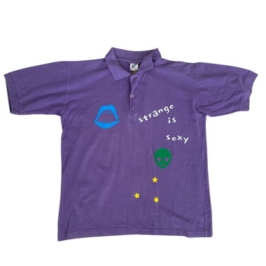 Vintage Hand-Printed Polo Alien Tshirt S M