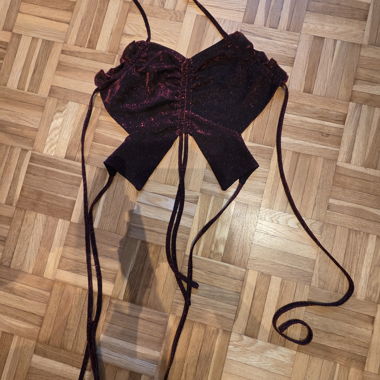 Bordeaux Sequin Butterfly Open-Back Top