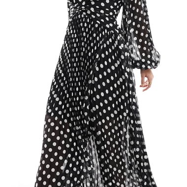 Abito midi in mesh a pois