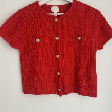 Cardigan/-maglione in maglia rosso