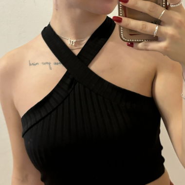 Schwarzes Crop Top