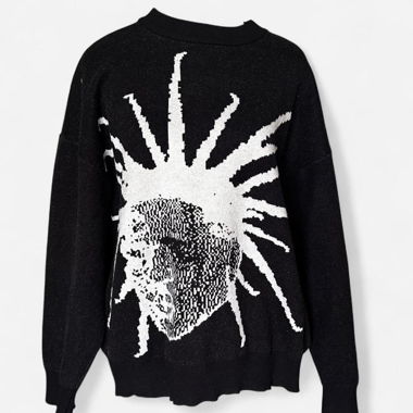 Schwarzer Grafik-Pullover