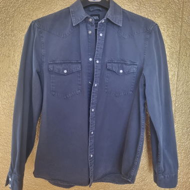 ZARA Jeanshemd Grau Grösse L