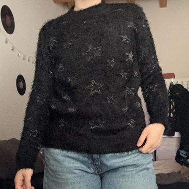 maglione mohair soffice nero c&a con stelle