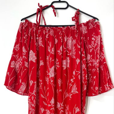 summer dress red with white flowers H&M 38 M