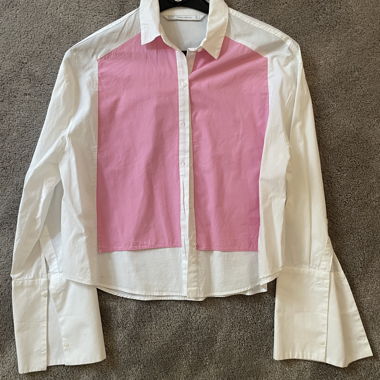 Camicia bianca ZARA Trafaluc con fronte rosa
