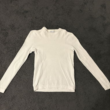 Bershka Fine Ribbed Pullover in Off-White