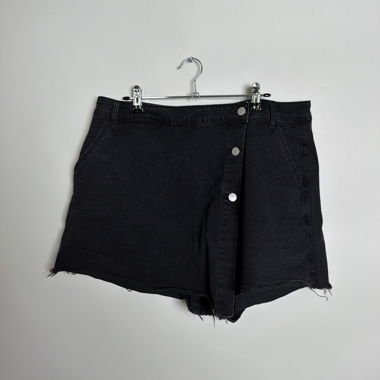 Black denim shorts