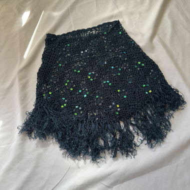 Blue low-waisted sequin skirt