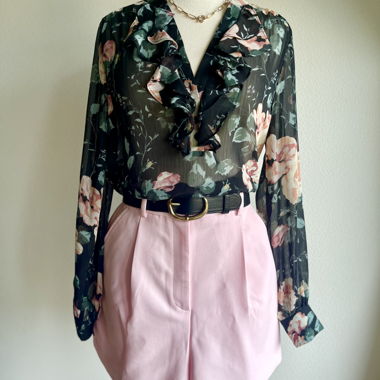 Blusa fluida Elora - fiori e volant  T. 40