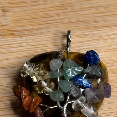 Tiger Eye Heart with Colorful Gemstone Chips