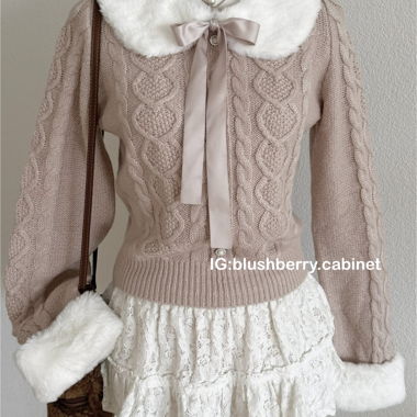 Japanischer Zopfstrick-Pullover Grösse S