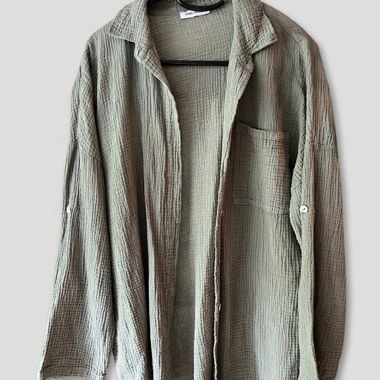 Camicia in cotone garza verde salvia