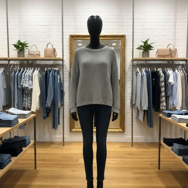 Maglione turchese/grigio  a maglia grossa