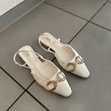 Zara White Slingback Flats