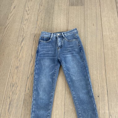 Jeans skinny felpati a vita alta