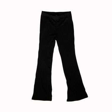 Pantalon patte d'éléphant été noir texture rayée