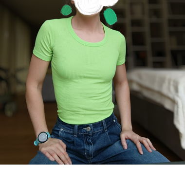Marco Polo neongrünes Slim T-Shirt 