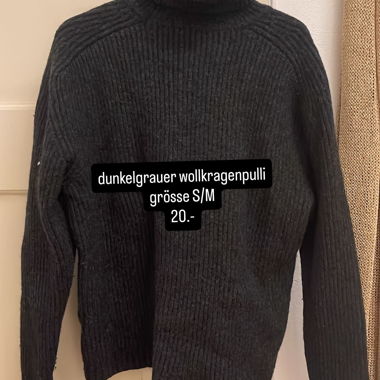 Dark grey wool roll-neck sweater S/M