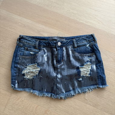 vintage Guess Denim Minirock mit Pailletten