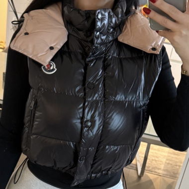 Moncler Down Vest Gilet Black/Rose – Size S 