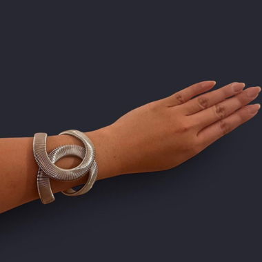 Designer Chunky Silver-Tone Bracelet Non-Tarnish