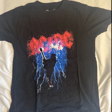 AC/DC Schwarzes T-Shirt mit Blitzdruck