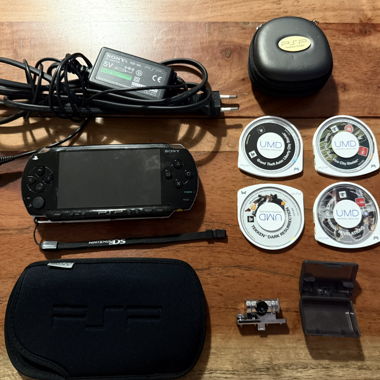 PSP with games, case and camera