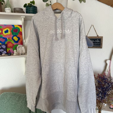 Felpa con cappuccio Adidas grigio chiaro