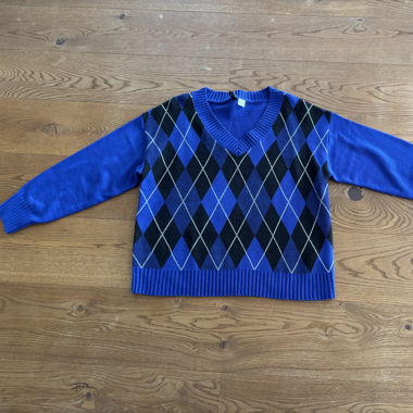 Strickpullover Blau mit Muster